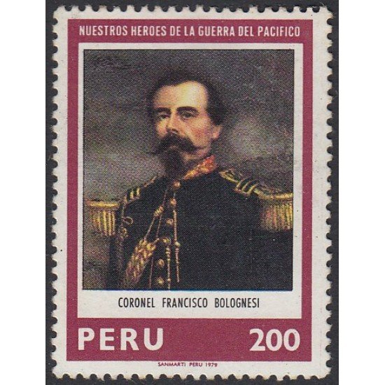 Perú 659 1979 Héroes de la Guerra del Pacífico Bolognesi MNH Perú 659 1979 Héroes de la Guerra del Pacífico Bolognesi MNH