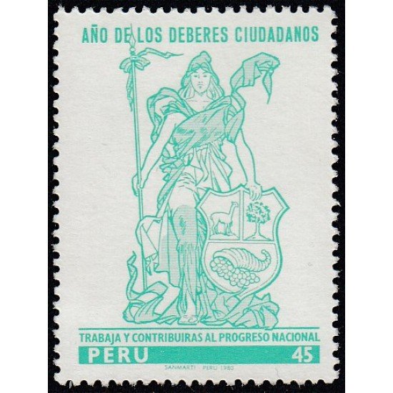 Perú 683 1980 Año de los deberes ciudadanos MNH Perú 683 1980 Año de los deberes ciudadanos MNH