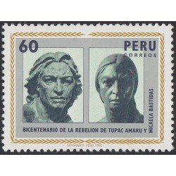 Perú 694 1981 Bicentenario de la Rebelión de Tupac Amaru y Micaela Bastidas MNH Perú 694 1981 Bicentenario de la Rebelión de Tupac Amaru y Micaela Bastidas MNH