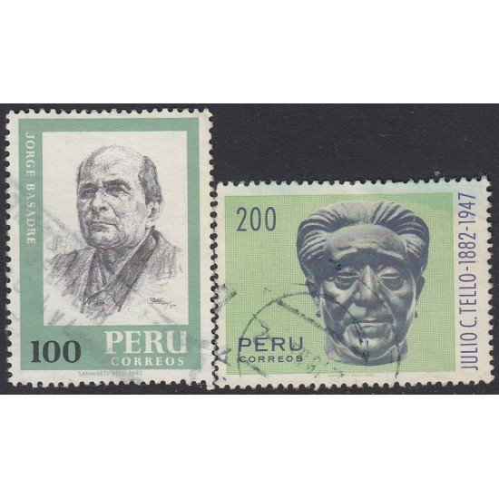 Perú 730/31 1982 Jorge Basadre Julio C. Tello Usado Perú 730/31 1982 Jorge Basadre Julio C. Tello Usado