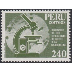Perú 743 1982 Centenario del descubrimiento del Bacilo de la tuberculosis MNH Perú 743 1982 Centenario del descubrimiento del Bacilo de la tuberculosis MNH