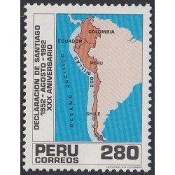 Perú 747 1983 30 Aniversario de la Declaración de Santiago MNH Perú 747 1983 30 Aniversario de la Declaración de Santiago MNH