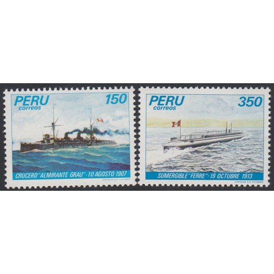 Perú 750/51 1983 Marina Nacional Crucero y Sumergible barco boat MNH Perú 750/51 1983 Marina Nacional Crucero y Sumergible barco boat MNH