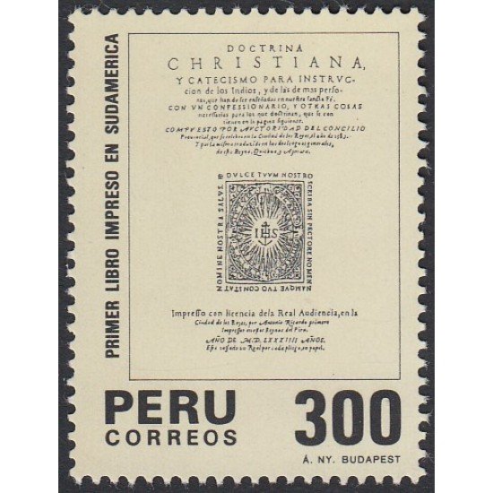 Perú 812 1985 Primer libro impreso en Sudamérica MNH Perú 812 1985 Primer libro impreso en Sudamérica MNH