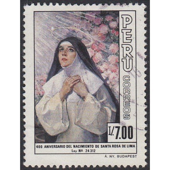 Perú 825 1986 400 Aniversario de Sta Rosa de Lima Usado Perú 825 1986 400 Aniversario de Sta Rosa de Lima Usado