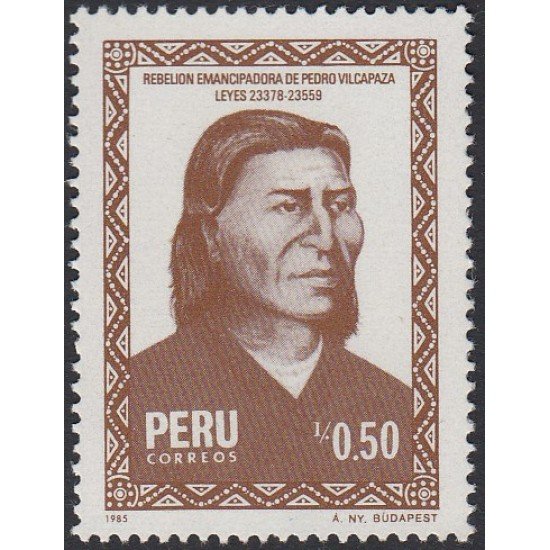 Perú 829 1986 Rebelión emancipadora de Pedro Vilcapaza Leyes MNH Perú 829 1986 Rebelión emancipadora de Pedro Vilcapaza Leyes MNH