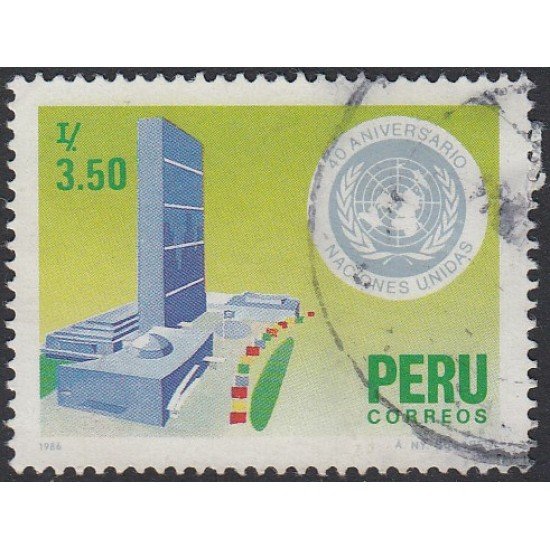 Perú 830 1986 40 Aniversario de Naciones Unidas Usado Perú 830 1986 40 Aniversario de Naciones Unidas Usado