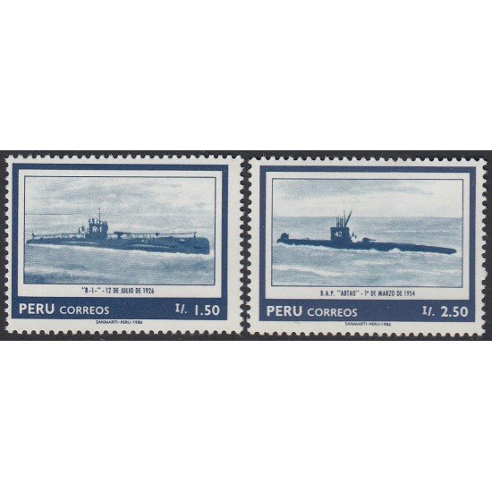 Perú 833/34 1986 75 Aniversario de las Fuerzas Marinas Sumergibles barco ship MNH Perú 833/34 1986 75 Aniversario de las Fuerzas Marinas Sumergibles barco ship MNH