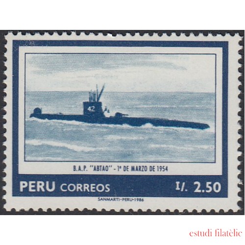 Perú 834 1986 75 Aniversario de las Fuerzas Marinas Sumergible barco ship  Abtao MH
