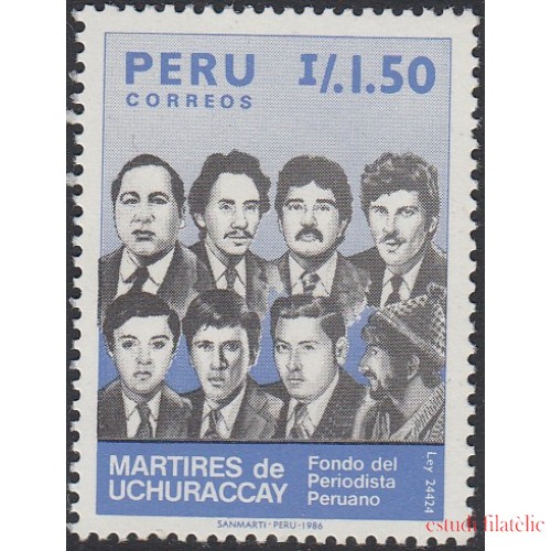 Perú 842 1986 Mártires de Uchuraccay Fondo del periodista Peruano MNH
