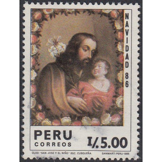 Perú 851 1986 San José y El niño Navidad 86 cristhmas MNH Perú 851 1986 San José y El niño Navidad 86 cristhmas MNH