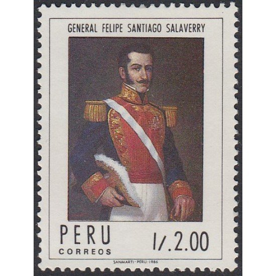 Perú 858 1987 General Felipe Santiago Aberry MNH Perú 858 1987 General Felipe Santiago Aberry MNH