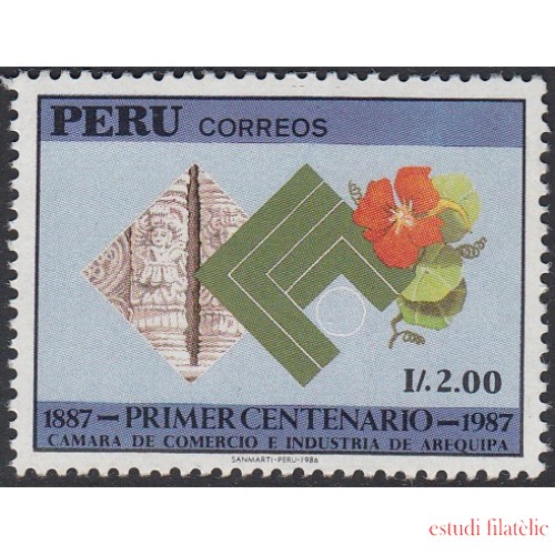 Perú 862 1987 1er Centenario Cámara de Comercio e industria Arequipa flora  MNH