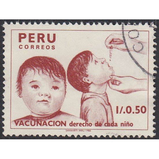 Perú 863 1987 Vacunación Derecho del Niño Usado Perú 863 1987 Vacunación Derecho del Niño Usado