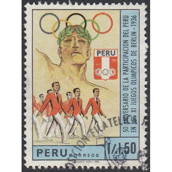 Perú 873 1988 50 Aniversario de Perú en los Juegos olímpicos Usado Perú 873 1988 50 Aniversario de Perú en los Juegos olímpicos Usado