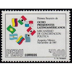 Perú 878 1988 Primera Reunión de Ocho Presidentes Latinoamericanos MNH Perú 878 1988 Primera Reunión de Ocho Presidentes Latinoamericanos MNH