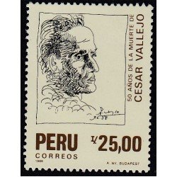 Perú 882 1988 50 Años de la muerte de César Vallejo MNH Perú 882 1988 50 Años de la muerte de César Vallejo MNH