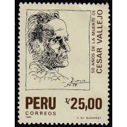 Perú 882 1988 50 Años de la muerte de César Vallejo Usado Perú 882 1988 50 Años de la muerte de César Vallejo Usado