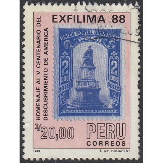 Perú 884 1988 Homenaje al V Centenario del descubrimiento de América Usado Perú 884 1988 Homenaje al V Centenario del descubrimiento de América Usado