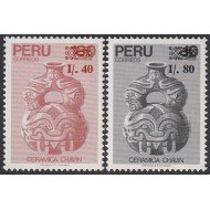 Perú 892/93 1988 Cerámica Chavin MNH