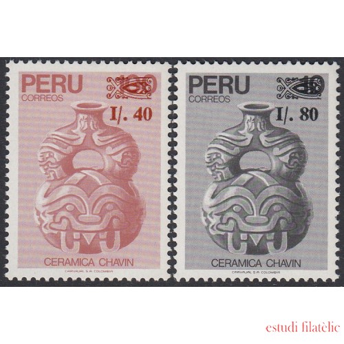 Perú 892/93 1988 Cerámica Chavin MNH  