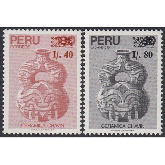 Perú 892/93 1988 Cerámica Chavin MNH