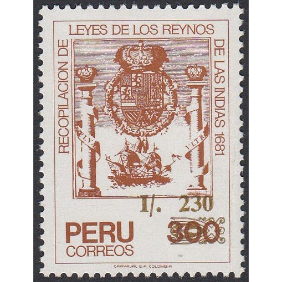 Perú 895 1989 Recopilación de leyes de los Reynos de las Indias MNH Perú 895 1989 Recopilación de leyes de los Reynos de las Indias MNH