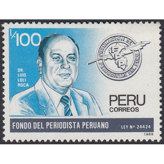 Perú 902 1989 Dr Luis Loli Roca Fondo del periodista peruano MNH Perú 902 1989 Dr Luis Loli Roca Fondo del periodista peruano MNH