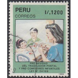 Perú 907 1989 Pro Navidad del trabajador postal y comedores infantiles Usado Perú 907 1989 Pro Navidad del trabajador postal y comedores infantiles Usado