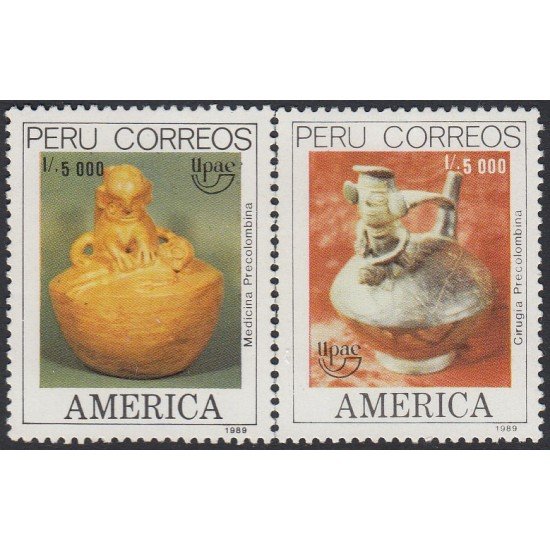 Perú 913/14 1989 Medicina y Cirugía precolombina Upaep MNH Perú 913/14 1989 Medicina y Cirugía precolombina Upaep MNH