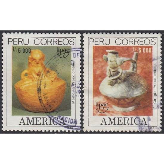 Perú 913/14 1989 Medicina y Cirugía precolombina Upaep Usado Perú 913/14 1989 Medicina y Cirugía precolombina Upaep Usado