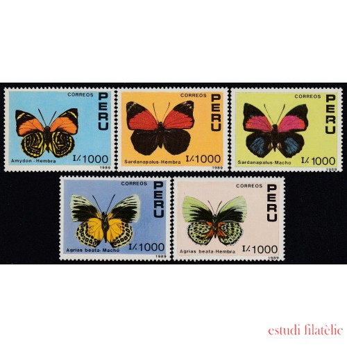 Perú 923/27 1990 Mariposas Butterfly fauna  MNH