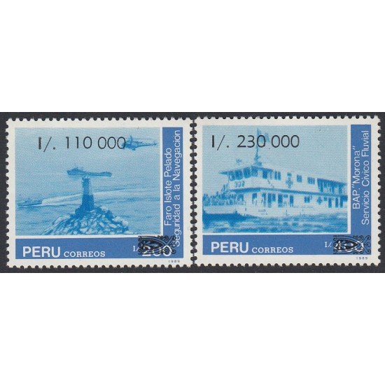 Perú 936/37 1990 Marina Peruana barco ship helicóptero MNH Perú 936/37 1990 Marina Peruana barco ship helicóptero MNH