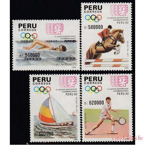 Perú 945/48 1991 IV Juegos Deportivos SudamericanosTennis horse  MNH