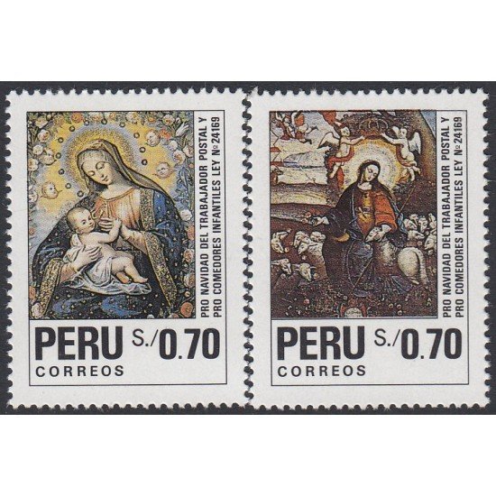 Perú 956/57 1991 Pro Navidad del trabajador postal y comedores infantiles Usado Perú 956/57 1991 Pro Navidad del trabajador postal y comedores infantiles Usado