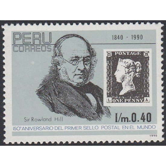 Perú 960 1992 150 Aniversario del 1er sello Sir Rowland Hill MNH Perú 960 1992 150 Aniversario del 1er sello Sir Rowland Hill MNH
