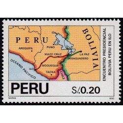 Perú 963 1992 Encuentro Presidencial Bolivia Perú en Ilo MNH Perú 963 1992 Encuentro Presidencial Bolivia Perú en Ilo MNH