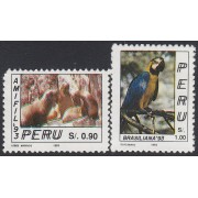 Perú 997/98 1993 120 AMIFIL Lobos Marinos Guacamayos birds  MNH