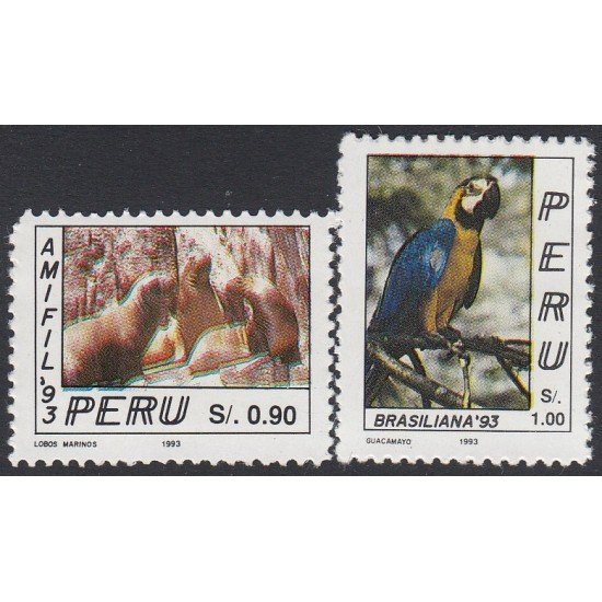 Perú 997/98 1993 120 AMIFIL Lobos Marinos Guacamayos birds MNH Perú 997/98 1993 120 AMIFIL Lobos Marinos Guacamayos birds MNH