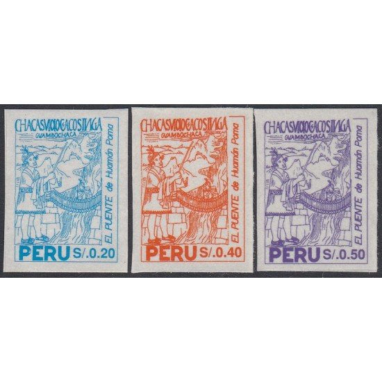 Perú 1011/13 1994 El Puente de Huamán Poma MNH Perú 1011/13 1994 El Puente de Huamán Poma MNH