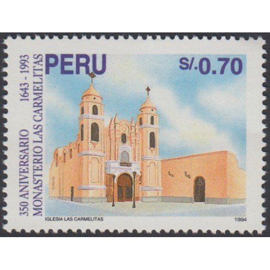 Perú 1030 1995 350 Aniversario del Monasterio Las Carmelitas de Lima MNH Perú 1030 1995 350 Aniversario del Monasterio Las Carmelitas de Lima MNH