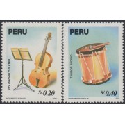 Perú 1035/36A 1995 Violonchelo y Atril Instrumentos Musicales music MNH
