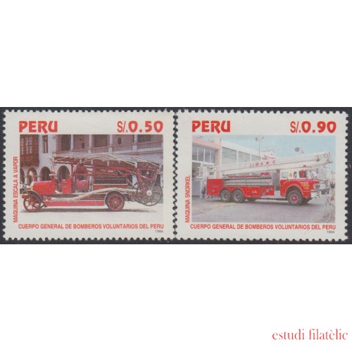 Perú 1037/38A 1995 Cuerpo general de bomberos voluntariados del Perú Maquina Snorkel MNH