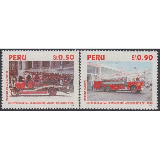 Perú 1037/38A 1995 Cuerpo general de bomberos voluntariados del Perú Maquina Snorkel MNH Perú 1037/38A 1995 Cuerpo general de bomberos voluntariados del Perú Maquina Snorkel MNH