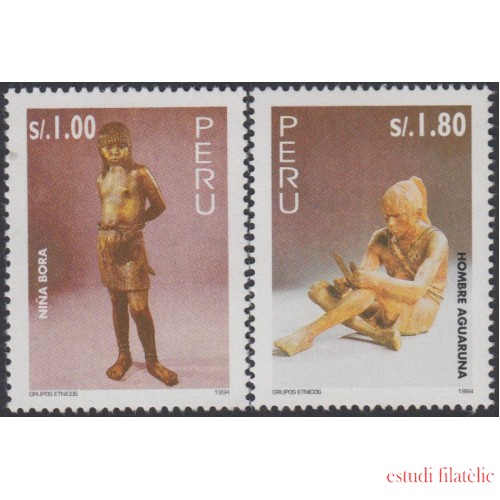 Perú 1039/40 1995 Grupos étnicos Niña Bora Hombre Aguaruna MNH