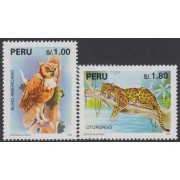 Perú 1047/48 1995 Especies en extinción fauna buho otorongo  MNH