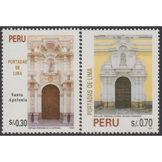 Perú 1056/57 1995 Portadas de Lima Santa Apolonia San Francisco MNH Perú 1056/57 1995 Portadas de Lima Santa Apolonia San Francisco MNH