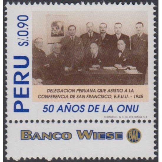 Perú 1058 1995 50 años de la ONU MNH Perú 1058 1995 50 años de la ONU MNH