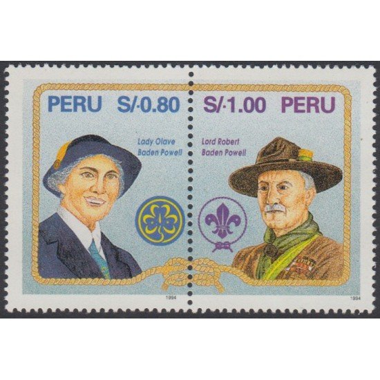 Perú 1063A/64A 1995 Lady Olave Baden Powell dentado 14 MNH Perú 1063A/64A 1995 Lady Olave Baden Powell dentado 14 MNH