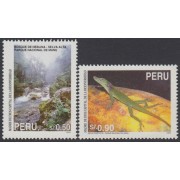 Perú 1067/68 1995 Parque Nacional de Manu fauna Anolis Punctatus MNH
